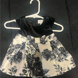 Place Black Velvet and White Floral Dress